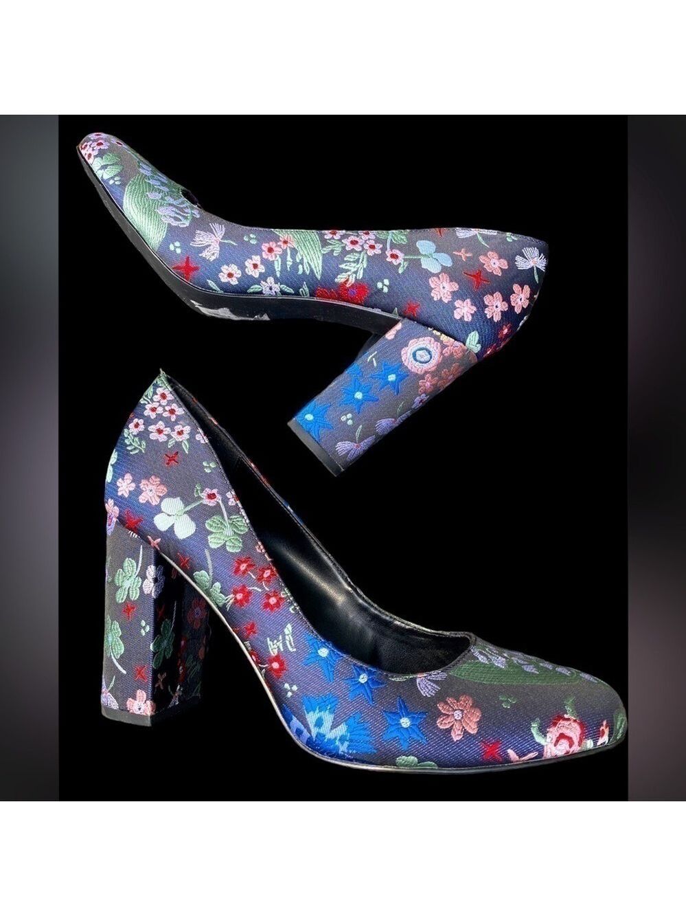 INDIGO rd. NWOB- size 9.5 Chunky High 4” Heels. Eastern inspired fabric. New!